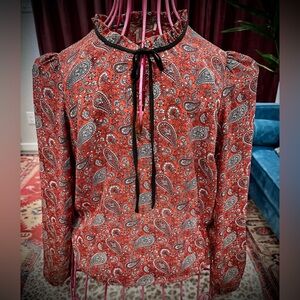 Forever 21 Red and Black Paisley Blouse